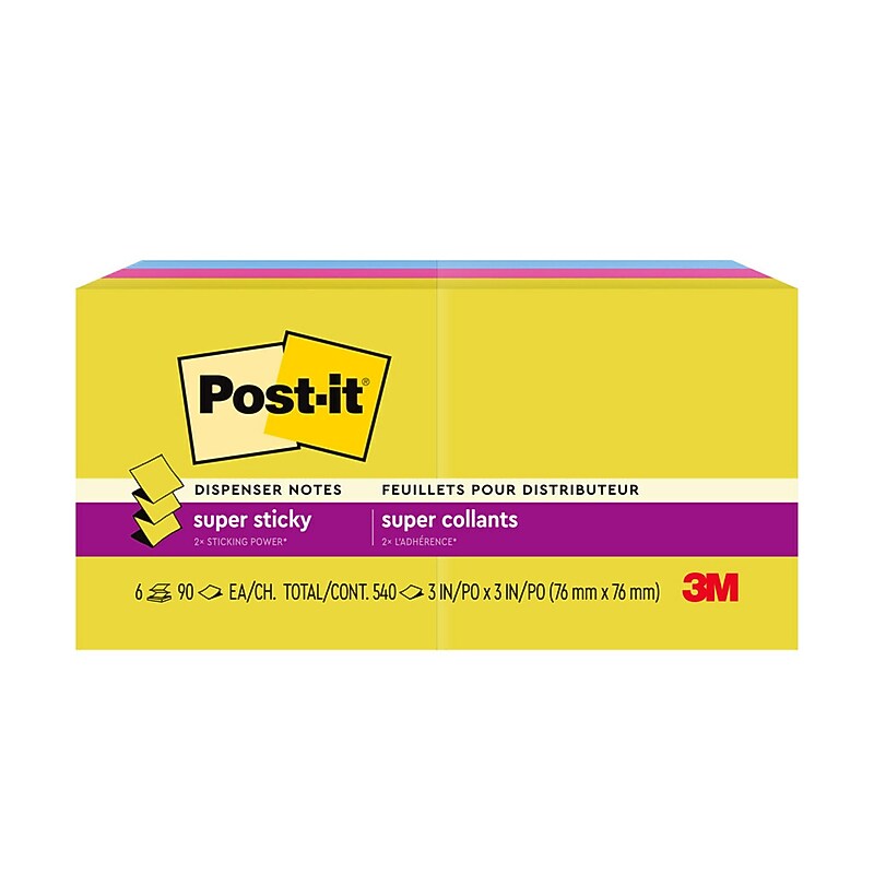 Post-it Pop-up Super Sticky Notes, 3" x 3", Summer Joy Collection, 90 Sheets/Pad, 6 Pads/Pack (R330-6SSJOY) image 1