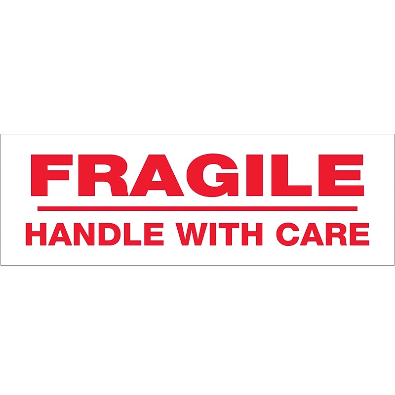 Tape Logic "Fragile Handle With Care" Security Tape, 2" x 110 yds., Red/White, 6/Carton (T902P026PK) image 1
