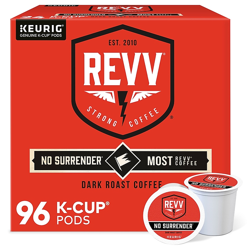 Revv Coffee No Surrender Coffee Keurig® K-Cup® Pods, Dark Roast, 96/Carton (6873CT) image 1