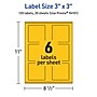 Avery Laser/Inkjet Square Multipurpose Labels, 3" x 3", Bright Yellow, 120/Pack (94101)~#|#~0FC63EAD-8263-4B8C-B1AB2F433BFD9963_sc7