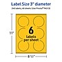 Avery Laser/Inkjet Round Multipurpose Labels, 3" Dia., Bright Yellow, 240/Pack (94513)~#|#~0FCEA080-28C4-4D96-B962386A4B3FD21F_sc7