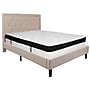 Flash Furniture Roxbury Tufted Upholstered Platform Bed in Beige Fabric with Memory Foam Mattress, Queen (SLBMF19)~#|#~0FDFC0BF-C6D8-4433-A1C23C26EB94BD7B_sc7