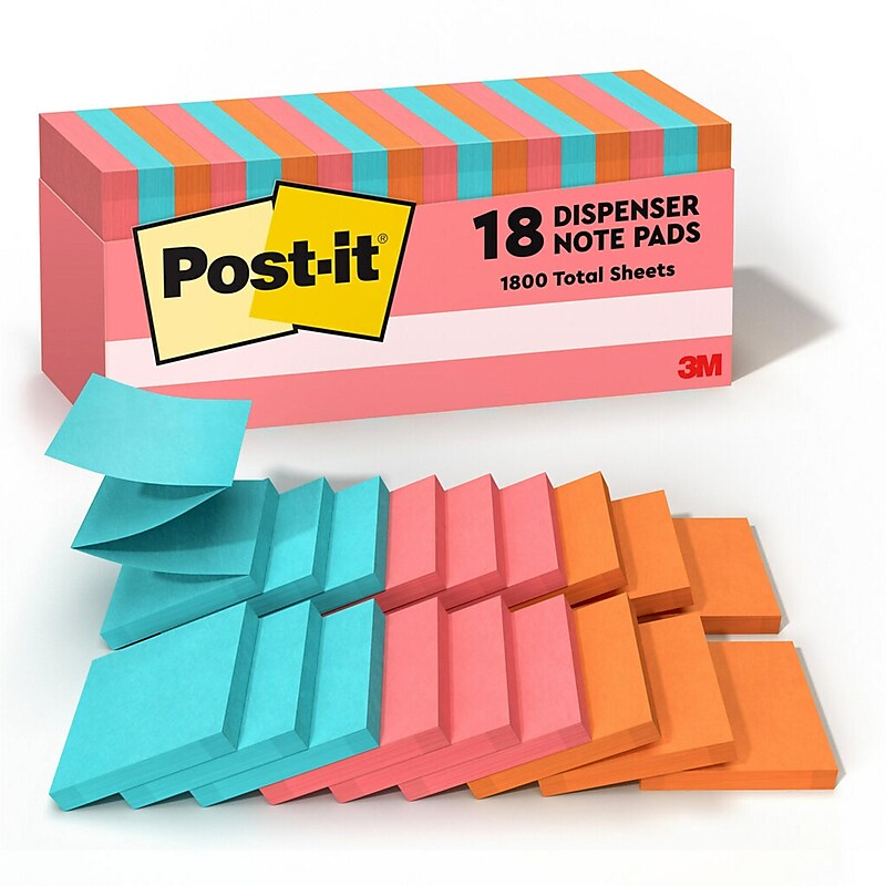 Post-it Pop-up Notes, 3" x 3", Poptimistic Collection, 100 Sheet/Pad, 18 Pads/Pack (R33018CTCP) image 1