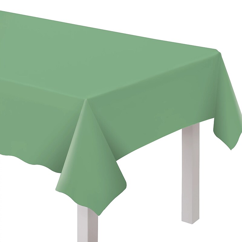 Party City Solid Color 108" x 54" Plastic Table Covers, Jade (AM77015-166-ST) image 1