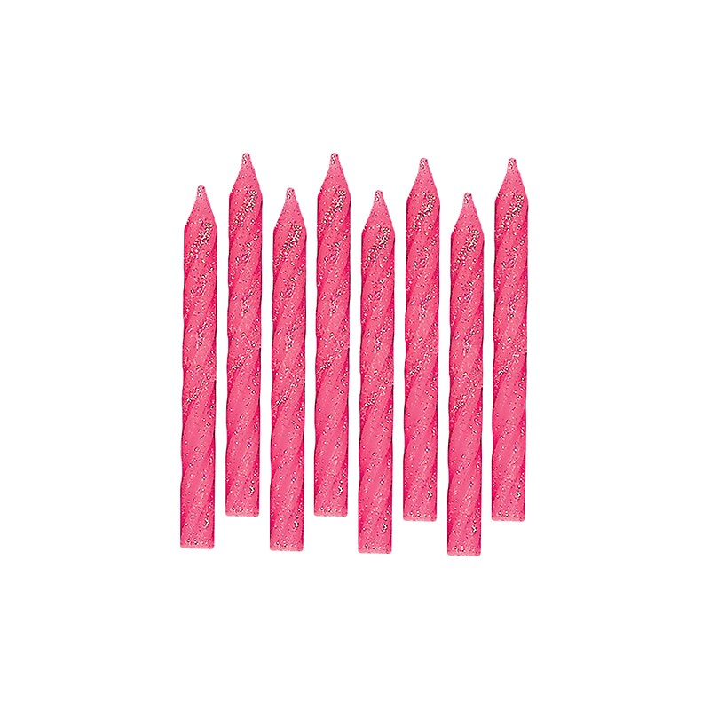 Party City Glitter Spiral Birthday Candles, Pink, 24/Pack (AM170432) image 1