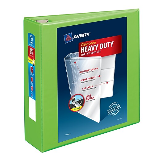 Avery Heavy Duty 3" 3Ring View Binders, DRing, Chartreuse (79779