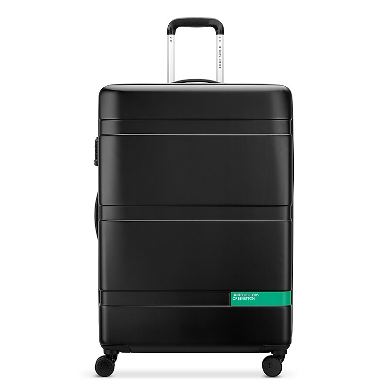 United Colors of Benetton x DELSEY PARIS Now! 27" Hardside Carry-On Luggage with Spinner Wheels, TSA Checkpoint Friendly, Black image 1