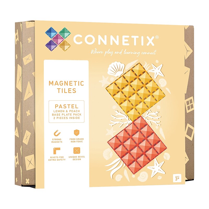 Connetix Magnetic Tiles Pastel Lemon & Peach Base Plate, 2 Pieces (CNTPLP002BP) image 1