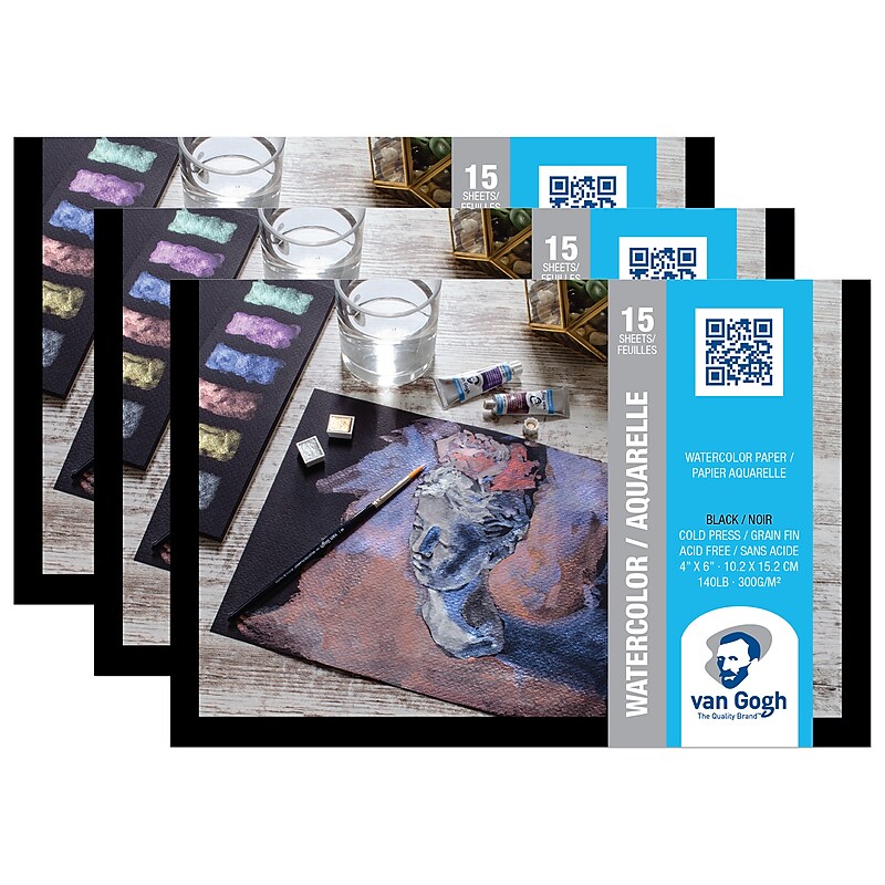 Van Gogh 4" x 6" Watercolor Sketch Pad, 15 Sheets/Pad, 3/Bundle (VNG94178011-3) image 1