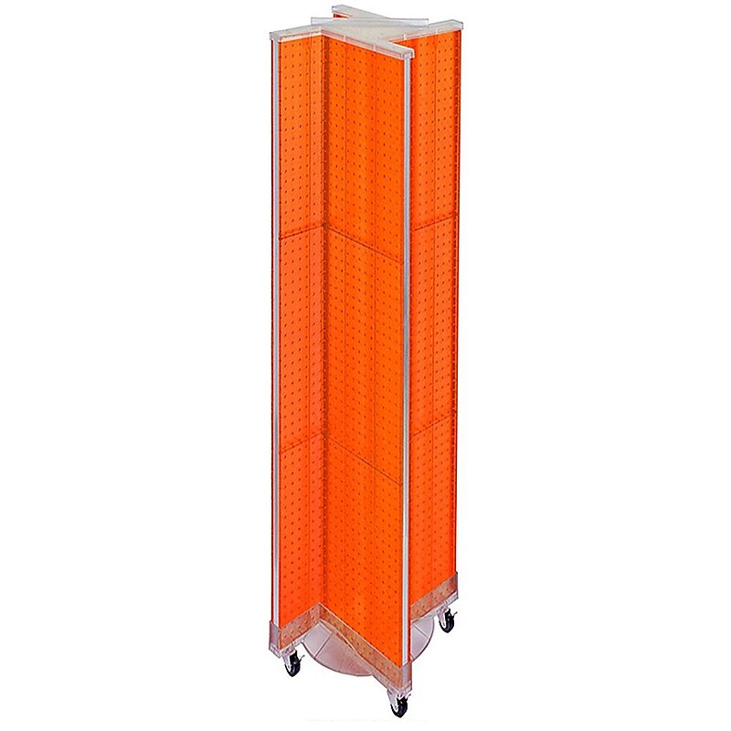 Azar Displays 13.5" x 60" Plastic Pegboard Floor Display Pinwheel, Orange (700461-ORG) image 1