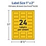 Avery Laser/Inkjet Rectangle Multipurpose Labels, 1" x 2", Bright Yellow, 1920/Box (94220)~#|#~103325E1-C3DE-441E-9F5ACA813E7E0AEB_sc7