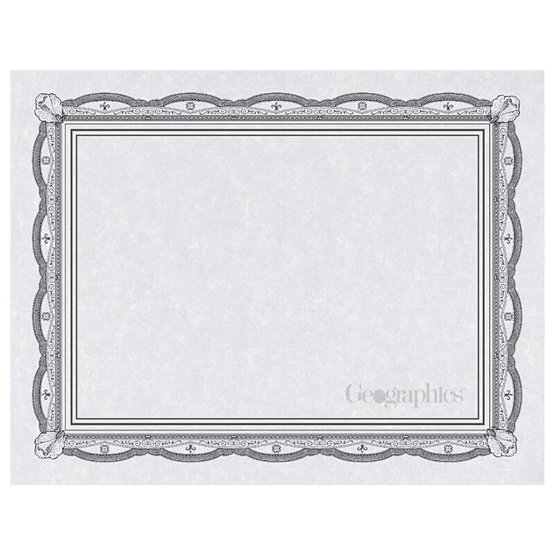 Geographics Marble Recognition Certificate, 11" x 8.5", Silver/Gray, 15/Pack (48810) image 1