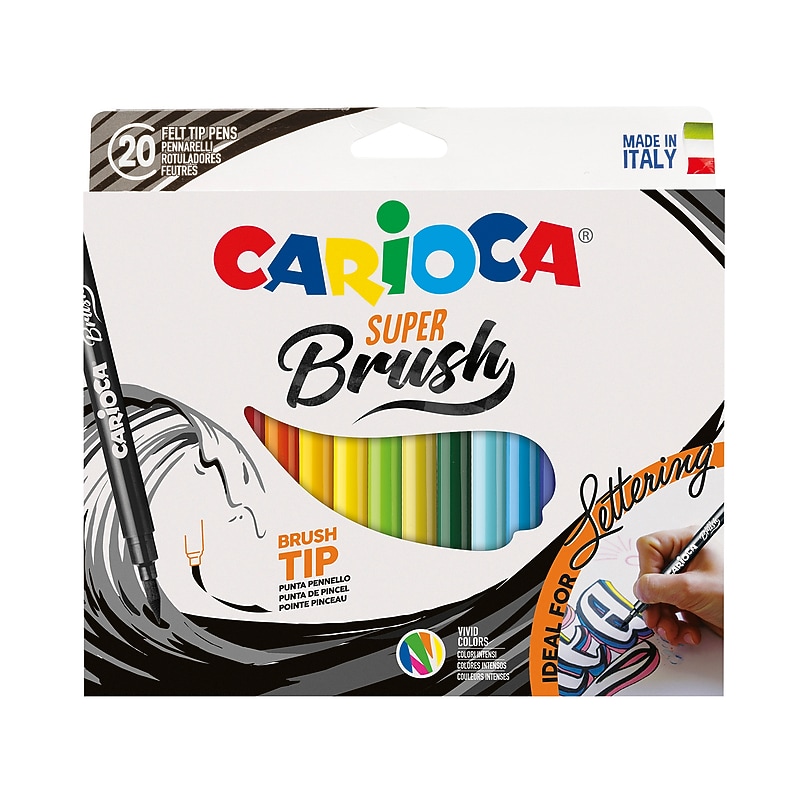 CARIOCA Super Brush Washable Kids Markers, Brush Tip, Assorted Colors, 20/Set (CRA42968) image 1