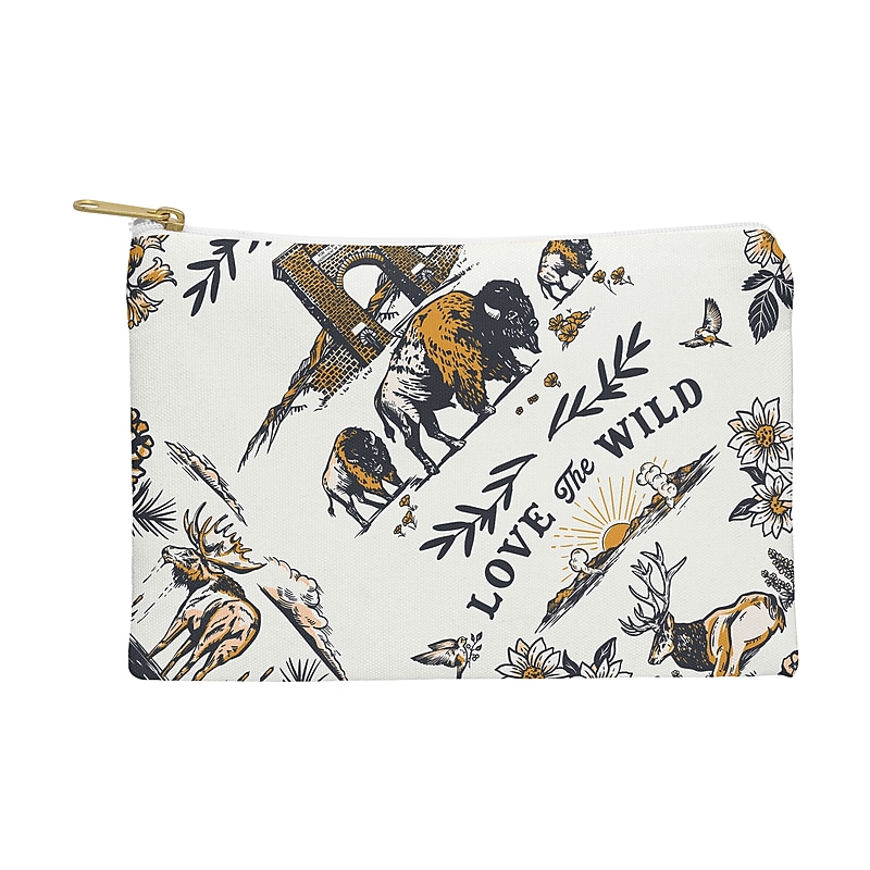 DENY Designs Vintage Yellowstone 12" Polyester Travel Pouch, Water Resistant, Multicolored (88422-WPOFMD) image 1