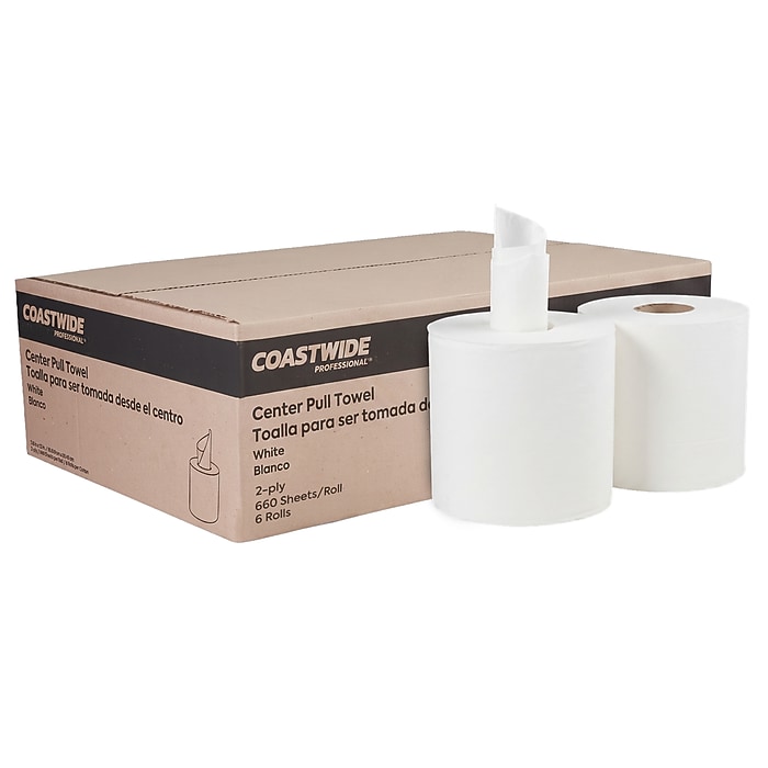 Coastwide Professional Centerpull Paper Towels, 2-Ply, White, 660