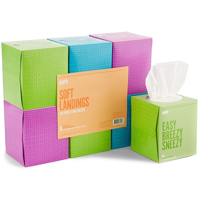 Perk™ Ultra Soft Tissue, 2-Ply, 95 Sheets/Box, 6 Boxes/Pack