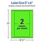Avery Laser/Inkjet Multipurpose Rectangle Labels, 5" x 6", Neon Green, 20/Pack (94257)~#|#~1055D3C7-CCB7-4C2E-9EF33D39F329D587_sc7