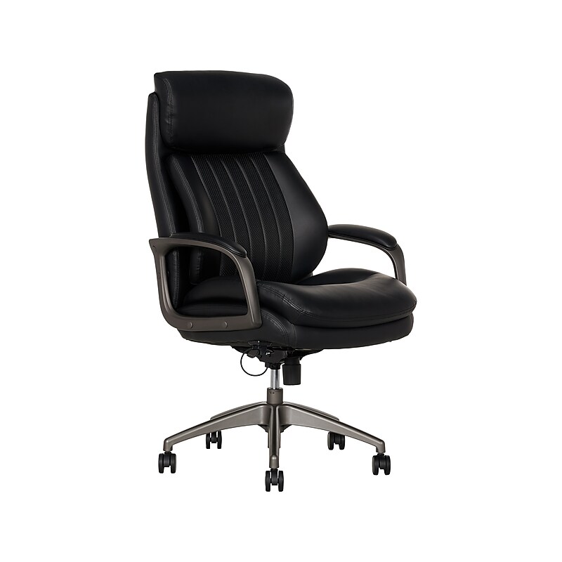 La-Z-Boy Nova Ergonomic Polyurethane Swivel Executive Chair, Black (52372-BLK) image 1