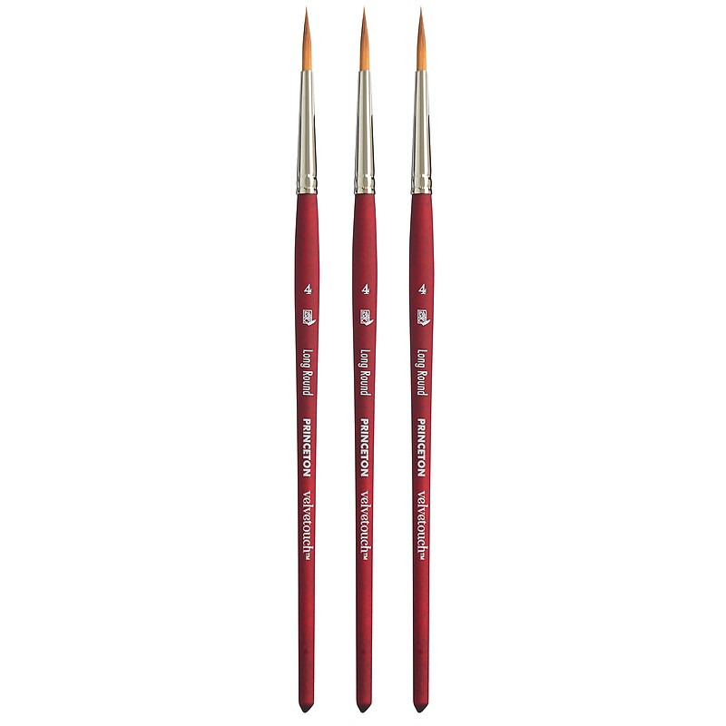 Princeton Velvetouch Mixed Media Synthetic Long Round Brush, 3/Pack (PBXP3950LR4-3) image 1