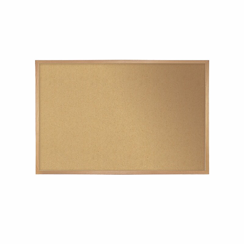 Ghent Natural Cork Bulletin Board, Oak Wood Frame, 4'H x 7'W (WK47) image 1