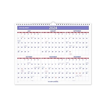 2023-2024 AT-A-GLANCE 14.88" x 11.88" Academic Monthly Wall Calendar, White/Purple/Red (AY8-28-24)
