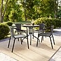 Flash Furniture Lila 28'' Round Table with 4 Rattan Stack Chairs, Gray (TLH087RD037GY4)~#|#~106AF734-9956-4414-BEC0C6A5FE04CB3D_sc7