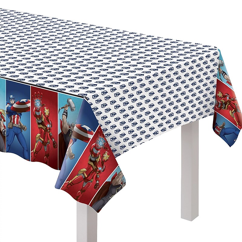 Party City Avengers 96" x 54" Plastic Table Cover, Multicolored (AM577969) image 1
