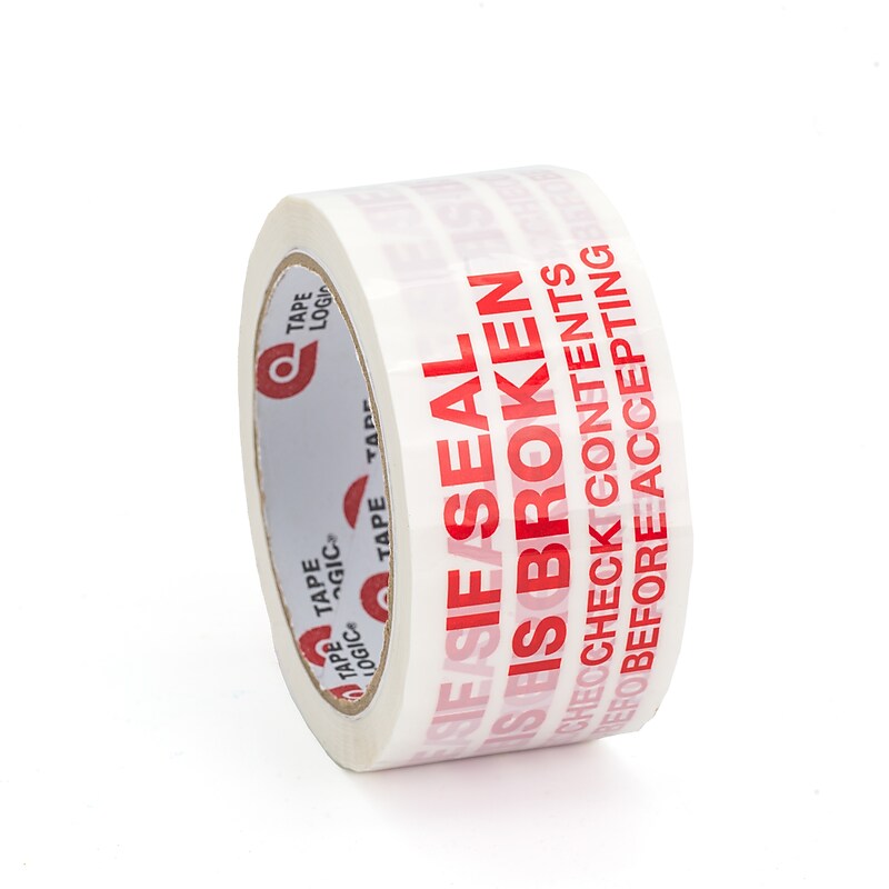 Tape Logic "Stop If Seal Is Broken" Security Tape, 2" x 110 yds., Red/White, 6/Carton (T902P016PK) image 1