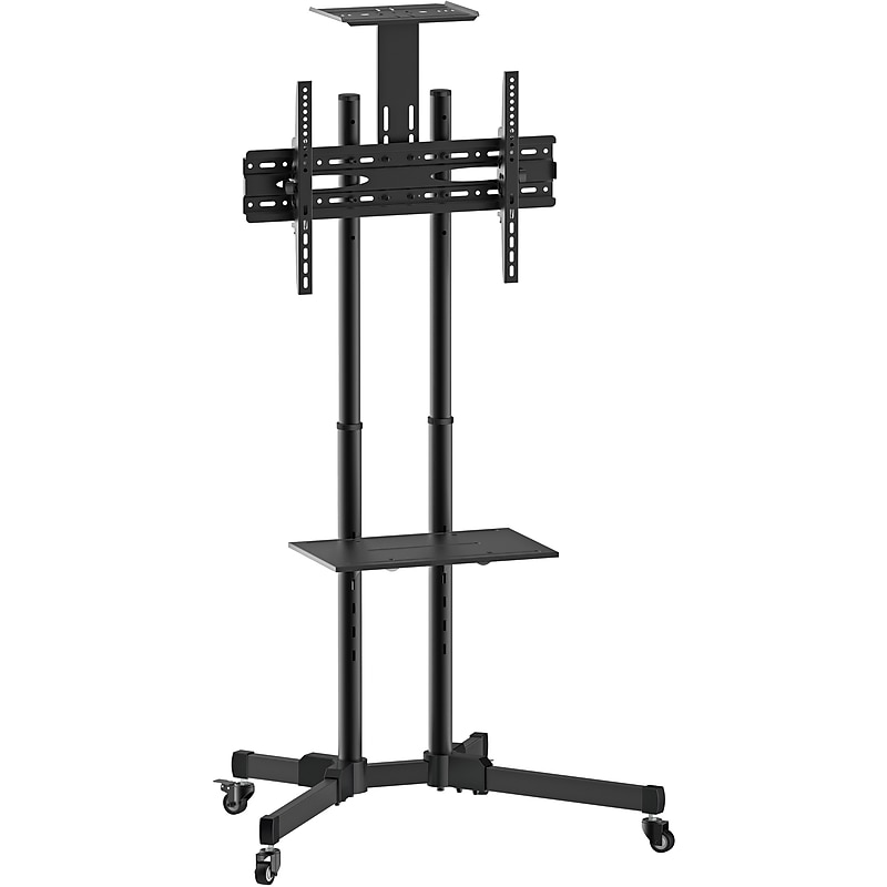 Mount-It! 2-Shelf Steel Mobile TV Cart Stand, Black (MI-876) image 1