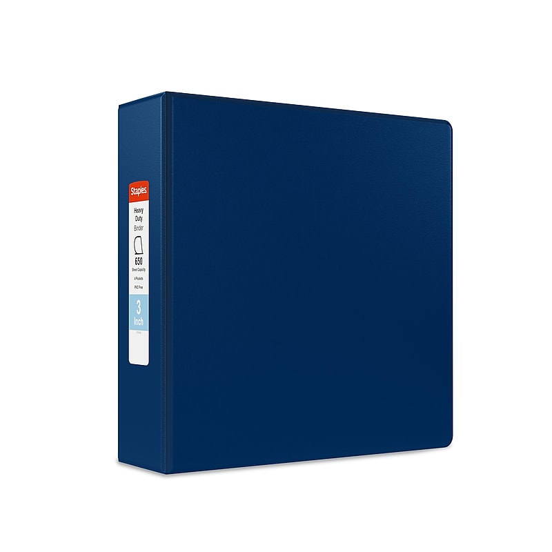 Staples Heavy Duty 3" 3-Ring Non-View Binder, D-Ring, Blue (ST56275-CC) image 1