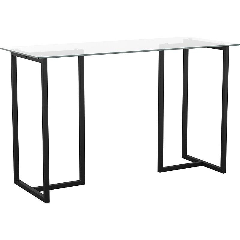 Martha Stewart Eli 47"W Glass/Steel Home Office Desk, Clear/Oil-Rubbed Bronze (XUDK1BK) image 1