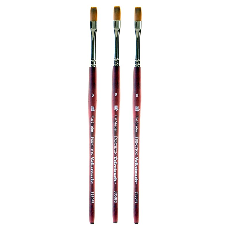 Princeton Velvetouch Mixed Media Brushes 8 flat shader [Pack of 3] (PK3-3950FS-8) image 1