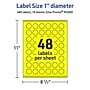 Avery Laser/Inkjet Multipurpose Circle Labels, 1" Dia., Neon Yellow, 480/Pack (94500)~#|#~10ABD4BD-ADD4-43F7-B6694E8D601D5A7B_sc7