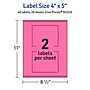 Avery Laser/Inkjet Rectangle Multipurpose Labels, 4" x 5", Bright Pink, 40/Pack (94253)~#|#~10ABFF69-F937-4CE8-80D0F9552E0157E8_sc7