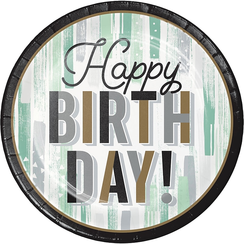 Creative Converting Minted Milestone "Happy Birthday" Paper Dinner Plates, 96/Pack (372519) image 1