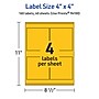 Avery Laser/Inkjet Square Multipurpose Labels, 4" x 4", Bright Yellow, 160/Pack (94100)~#|#~10B2C080-EF66-4DD8-889FEF1C27AFD6D5_sc7