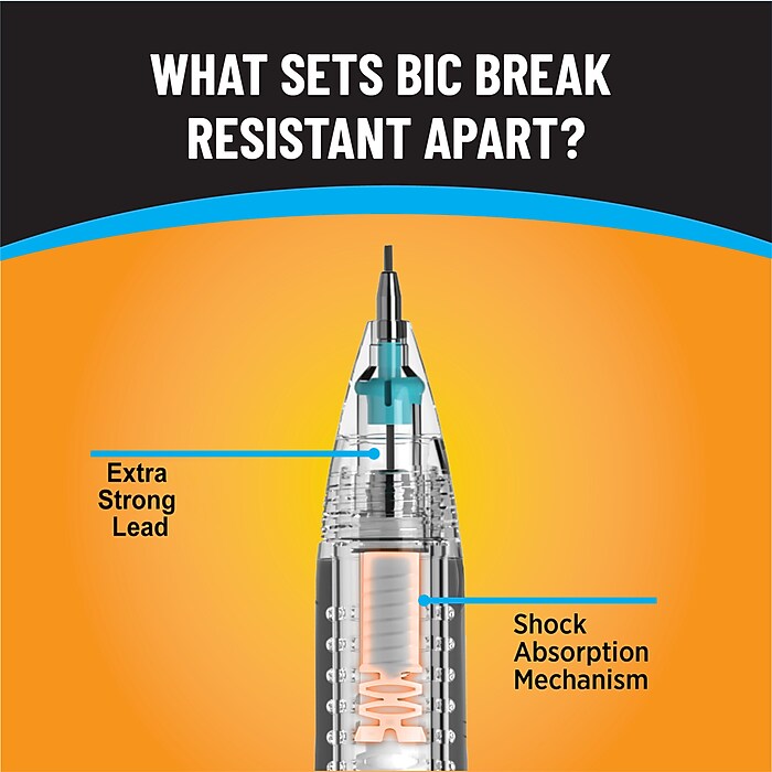 BIC Break Resistant Mechanical Pencil, 0.7, #2 Medium Lead, 12