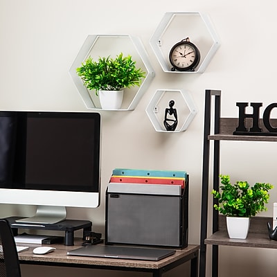 Mind Reader Metal Honeycomb Hexagon Floating Shelves - Thumbnail 4