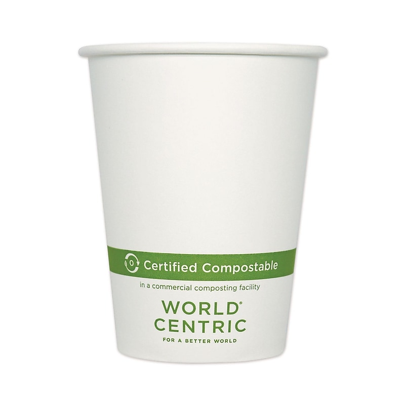 World Centric Paper Hot Cups, 12 oz., White, 1000 Cups/Pack (CUPA12) image 1
