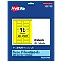Avery Rectangle Multipurpose Labels, 1" x 2-5/8", Neon Yellow, 160/Pack (94201)~#|#~10CA8016-927F-494F-81FFC63000166C42_sc7