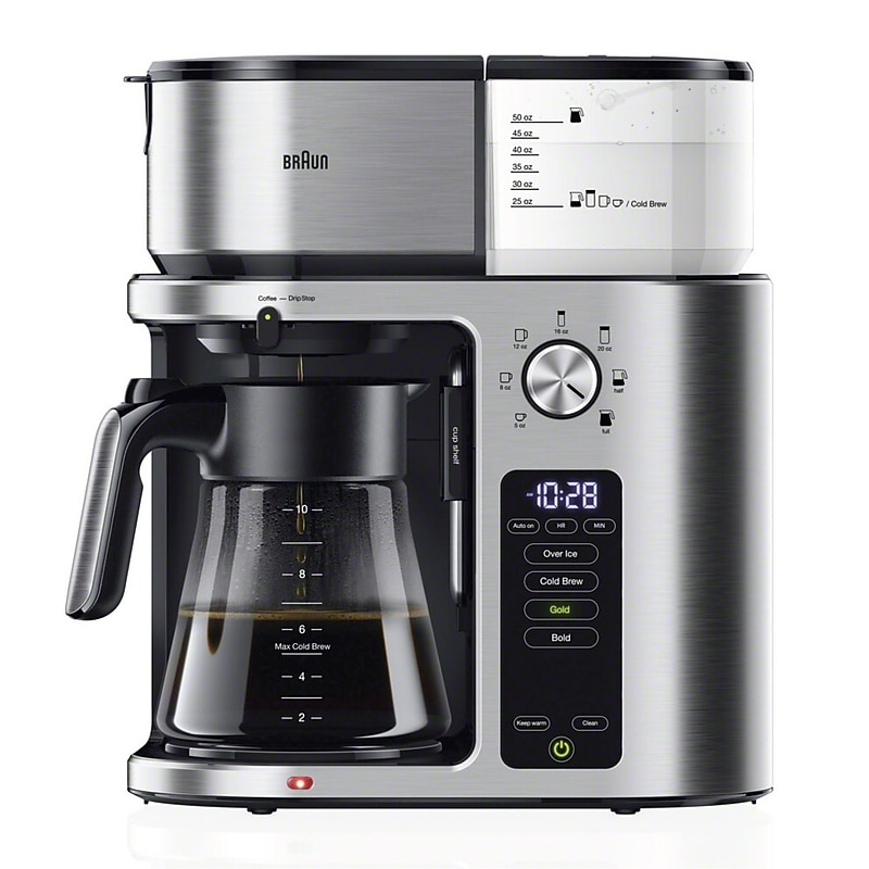 Braun MultiServe Plus 10-Cup Automatic Drip Coffee Maker, Stainless Steel (KF9270SI) image 1