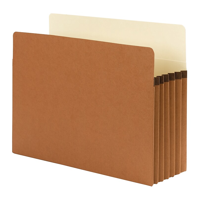 Smead SuperTab File Pockets, Oversized Straight Cut Tab, 5.25" Expansion, Letter Size, Redrope, 10/Box (73240) image 1