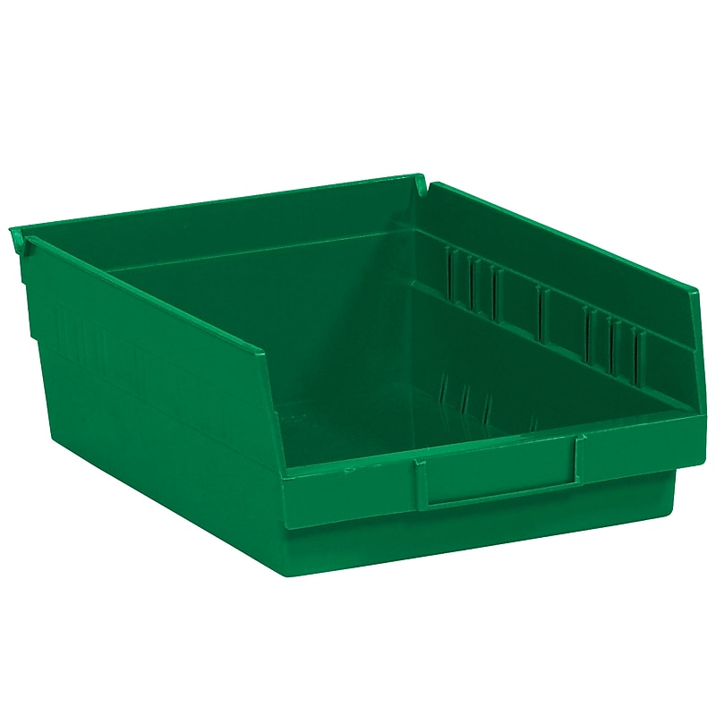 Quill Brand Medium Plastic Storage Bin, 11.625" x 11.12"x 4", Green, 8/Carton (BINPS105G) image 1