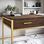 Martha Stewart Ollie 47"W Home Office Desk with 3 Drawers, Walnut/Polished Brass (ZGZP028BRGLD)~#|#~10E3B65E-01E3-4679-B7C5AEADD8421B99_sc7