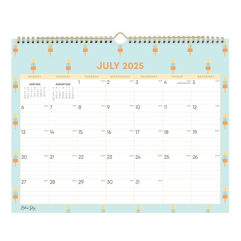 2025-2026 Blue Sky Popsicle 15" x 12" Academic Monthly Wall Calendar, Multicolored (155384) image 1