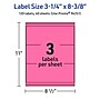 Avery Rectangle Laser/Inkjet Multipurpose Labels, 3-1/4" x 8-3/8", Bright Pink (120/Box)~#|#~10EAA3EC-F1DE-428C-8A0A9E9729095319_sc7