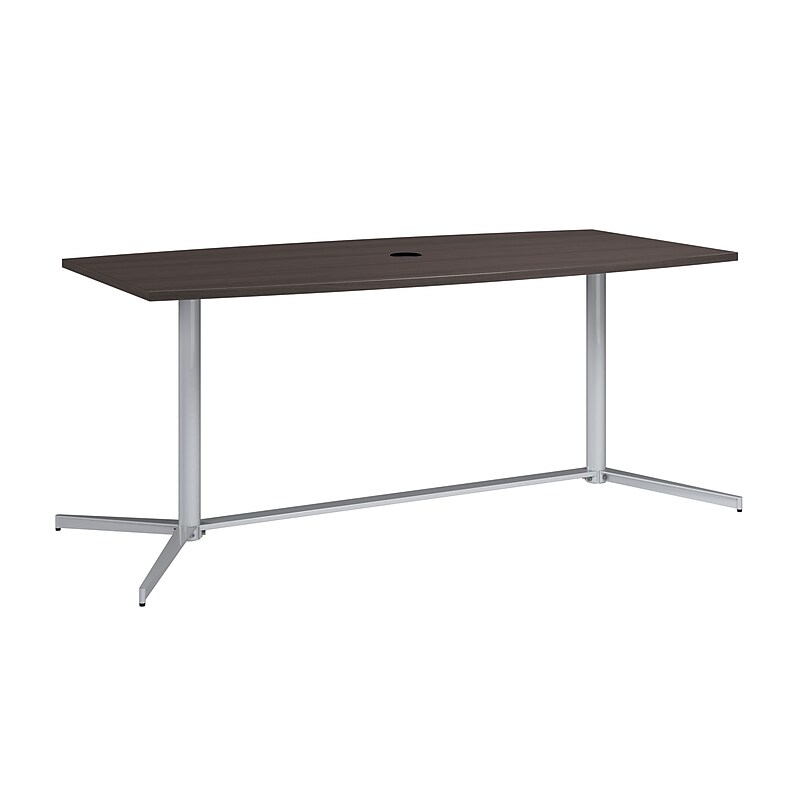 Bush Business Furniture 72"W x 36"D Boat Shaped Conference Table, Storm Gray (99TBM72SGSVK) image 1