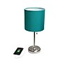 Creekwood Home Oslo 19.5" LED Table Lamp with USB Port, Brushed Steel/Teal Shade (CWT-2012-TL)~#|#~11021DE1-50E7-4F13-B723F65AE880DF55_sc7