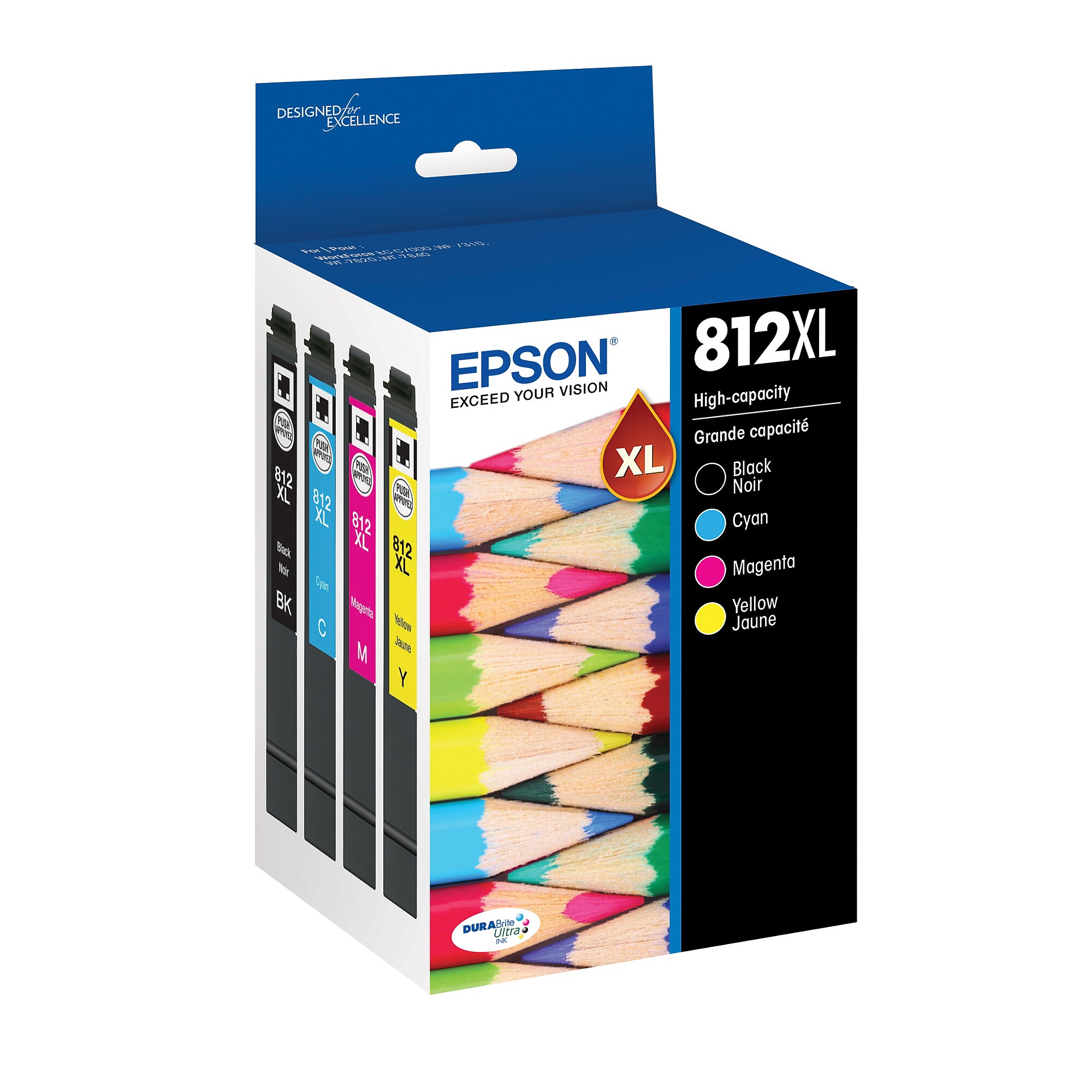 Epson DURABrite Ultra T812XL Black/Cyan/Magenta/Yellow High Yield Ink Cartridge, 4/Pack (T812XL-XCS) Sansujyuku sansujyuku.com