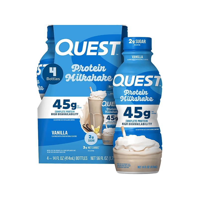 Quest Vanilla Protein Milkshake, 14 oz., 4 Bottles/Box, 3 Boxes/Carton (QRTDHPVN12M1) image 1